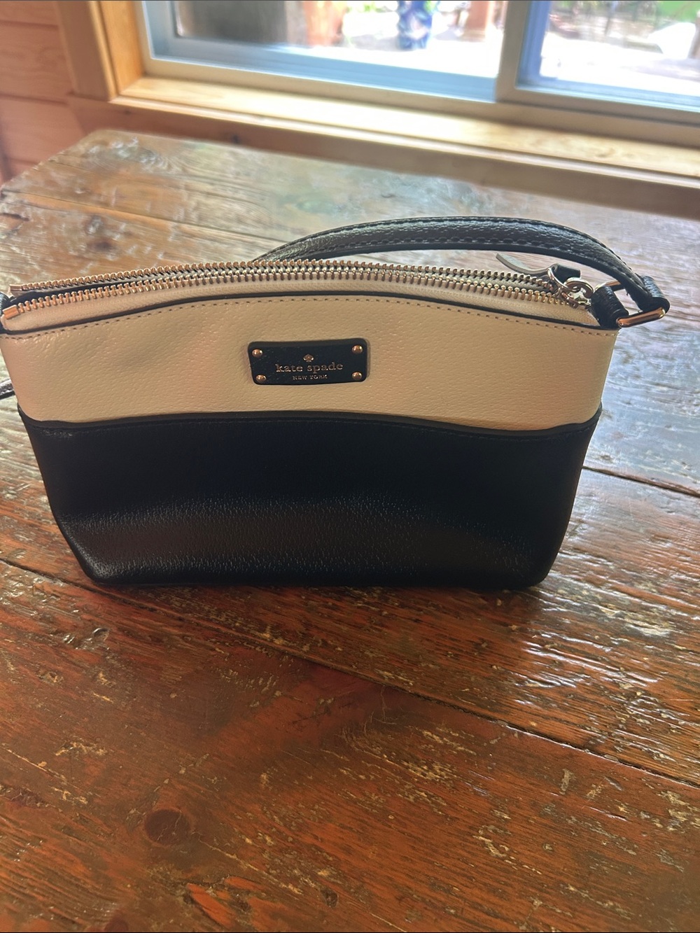 kate spade Two-Tone Black and White Leather Wristlet